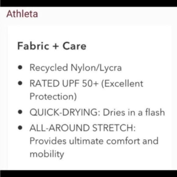 Athleta Square Neck Bra Cup Swim‎ Tankini Top UPF +50 Beach Vacation Blue 32 B/C - Picture 9 of 10